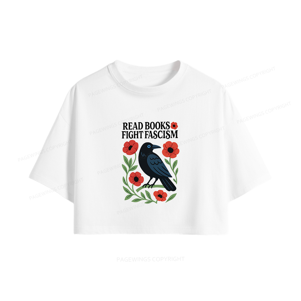 Pagewings Read Books Fight Fascism Women Crop Tops