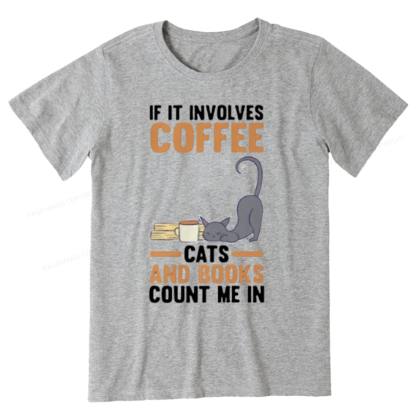 Pagewings Cats Reading Books Coffee T Shirts Unisex Classic T-shirt