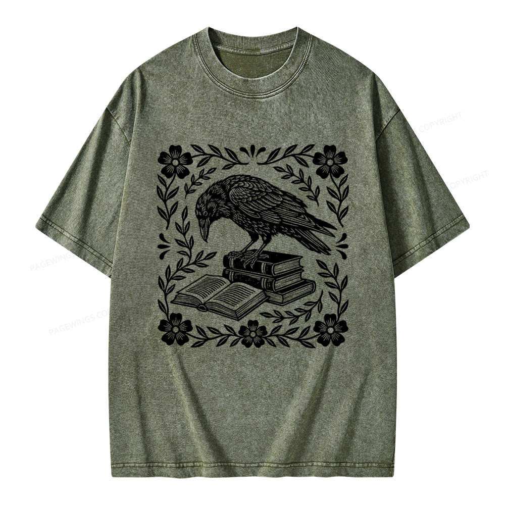 Pagewings Bookish Raven Unisex Washed T-shirt