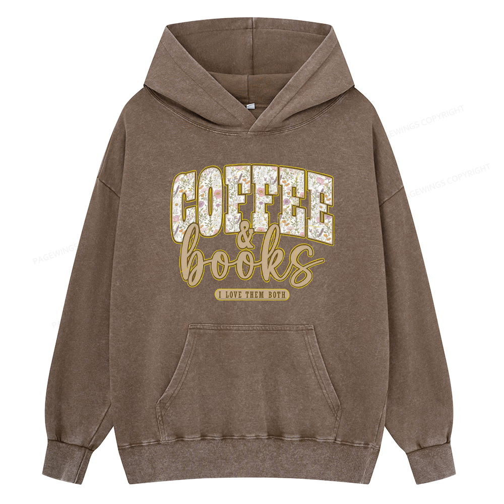 Pagewings Coffee And Books Unisex Washed Hoodie