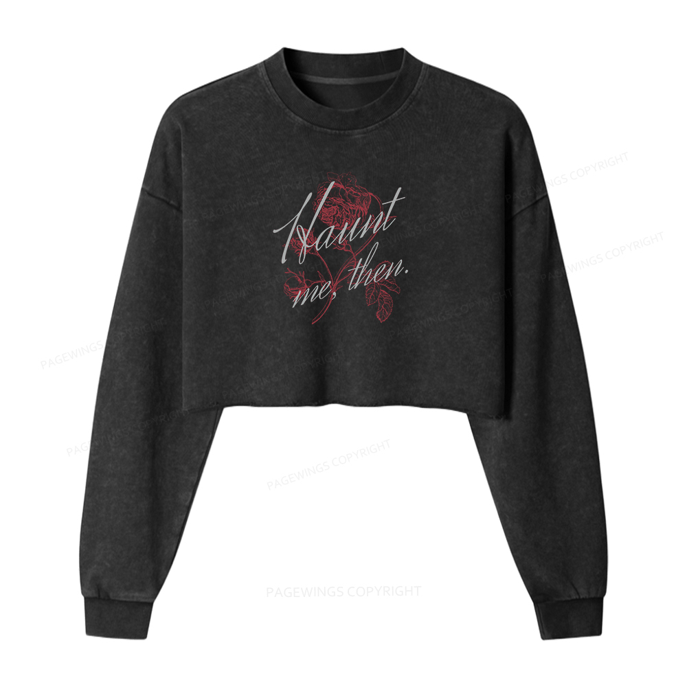 Pagewings Haunt Me Washed Crop Sweatshirt
