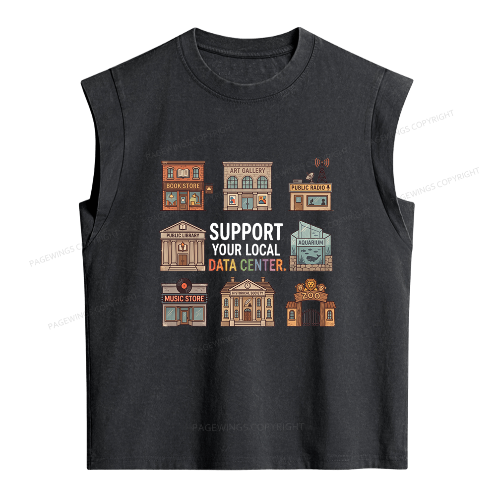 Pagewings Support Your Local Data Center Women's Washed Tank Top