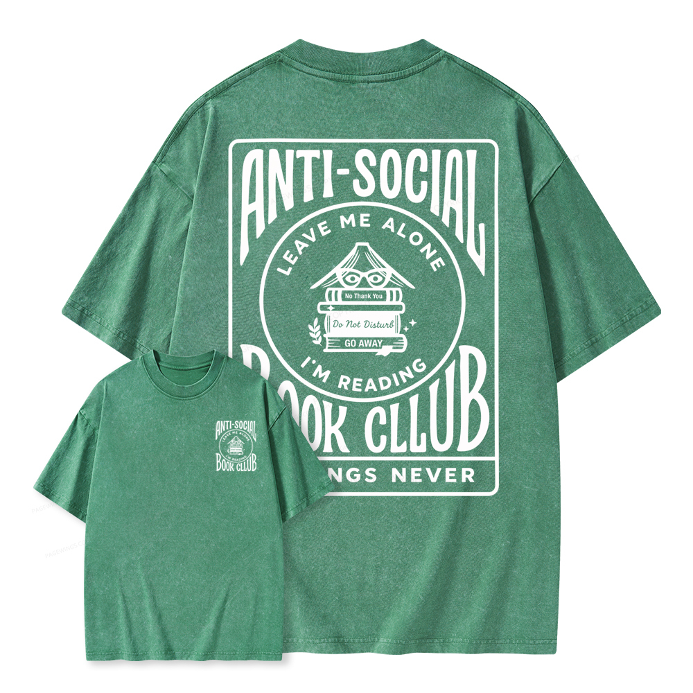 Pagewings Anti-Social Book Club Unisex Washed T-shirt