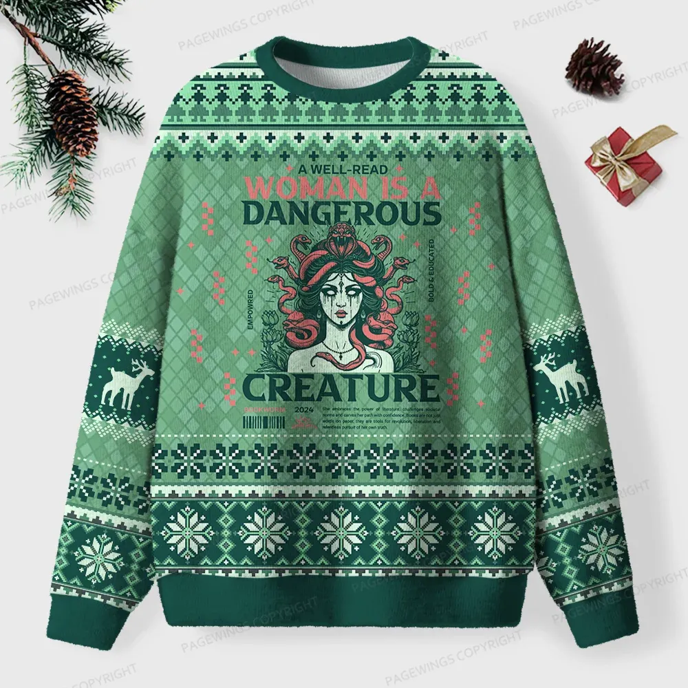 Pagewings A Well-Read Woman Is A Dangerous Creature Unisex Ugly Sweatshirt