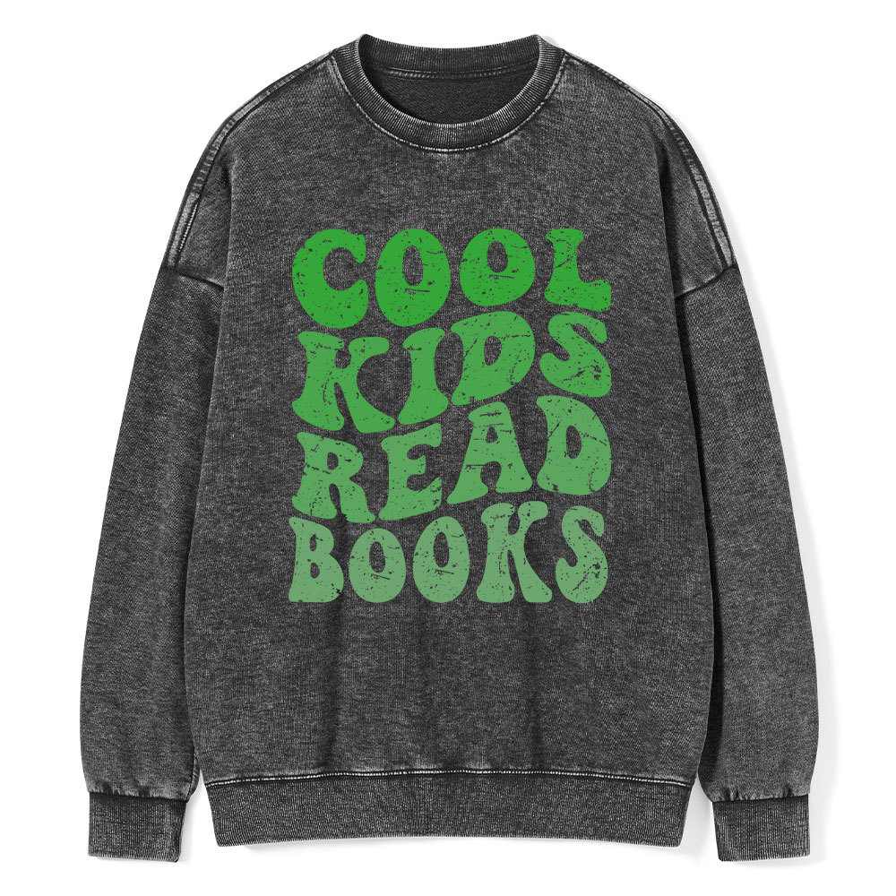 Pagewings cool kids read books Unisex Washed Sweatshirt