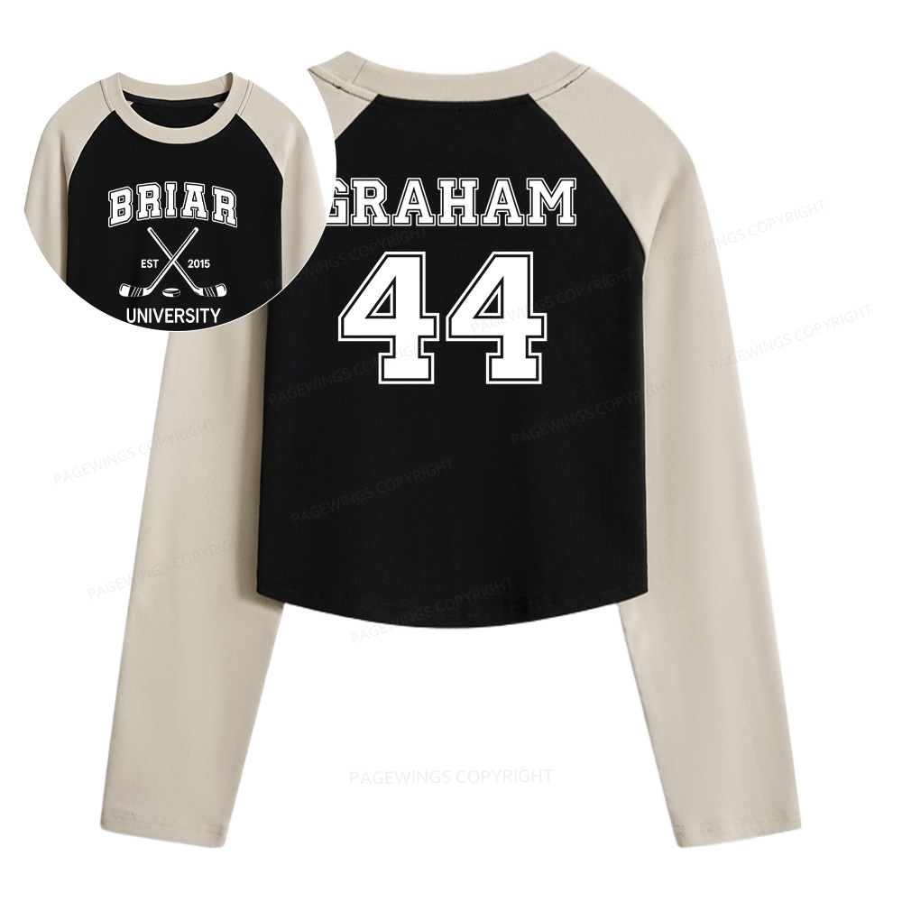Pagewings Hockey Romance Women Long Sleeve Crop Raglan T-shirt