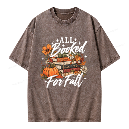Pagewings Booked For Fall Pumpkin Unisex Washed T-shirt