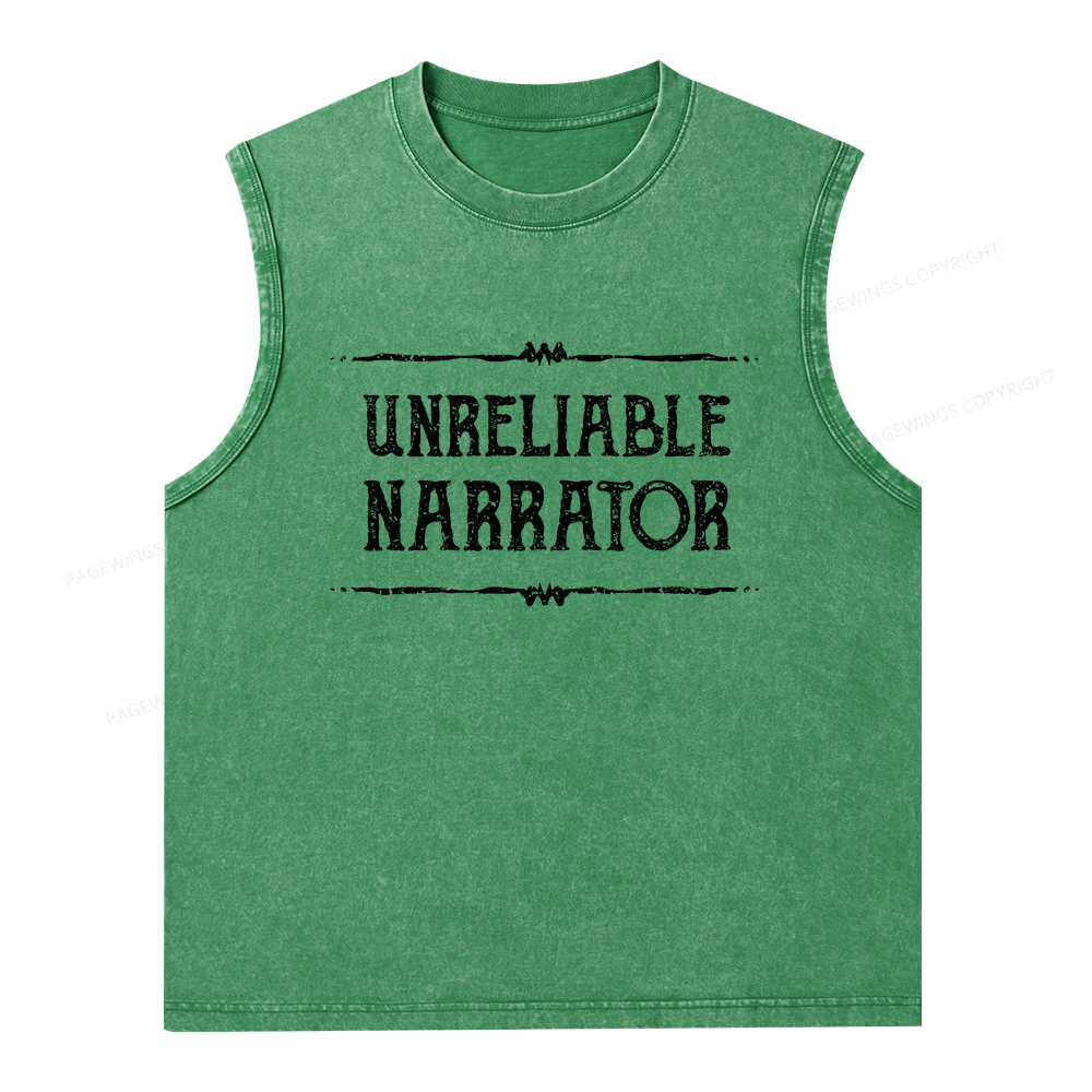 Pagewings Unreliable Narrator Unisex Washed Tank Top