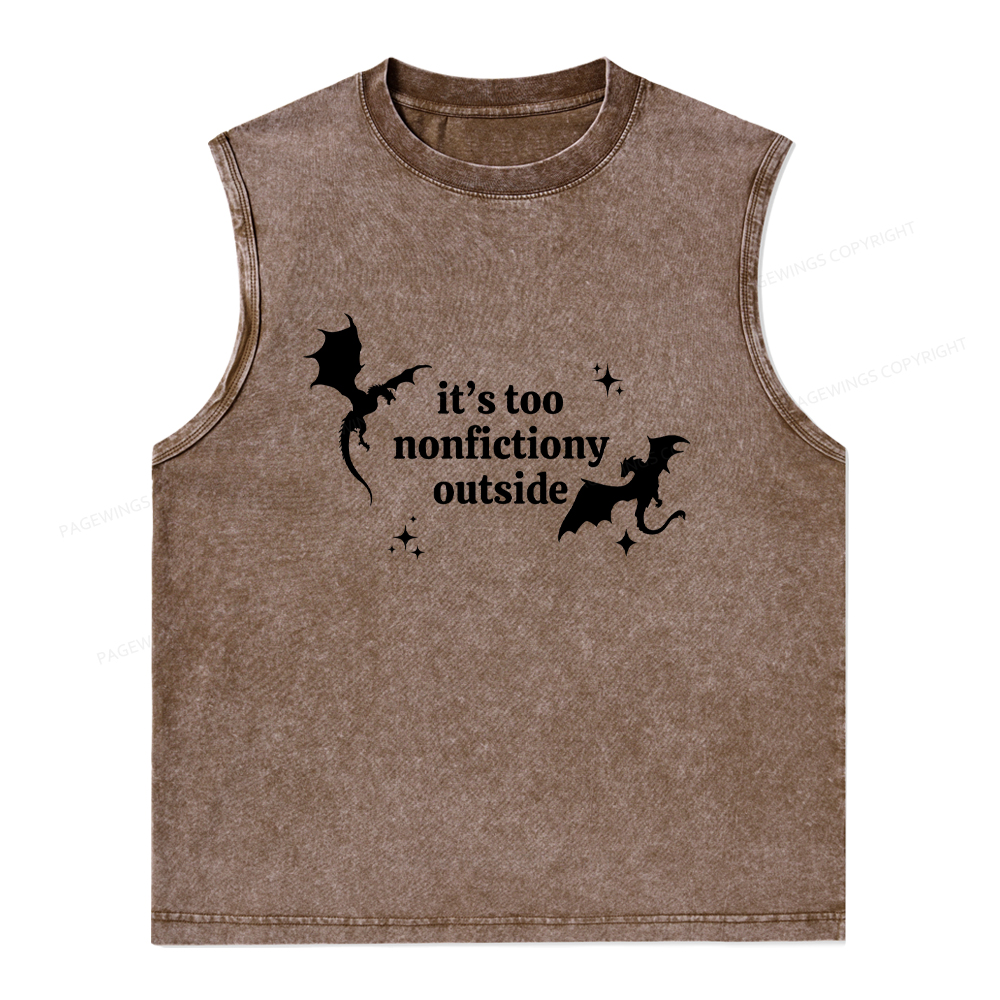 Pagewings It’s Too Nonfictiony Outside Unisex Washed Tank Top