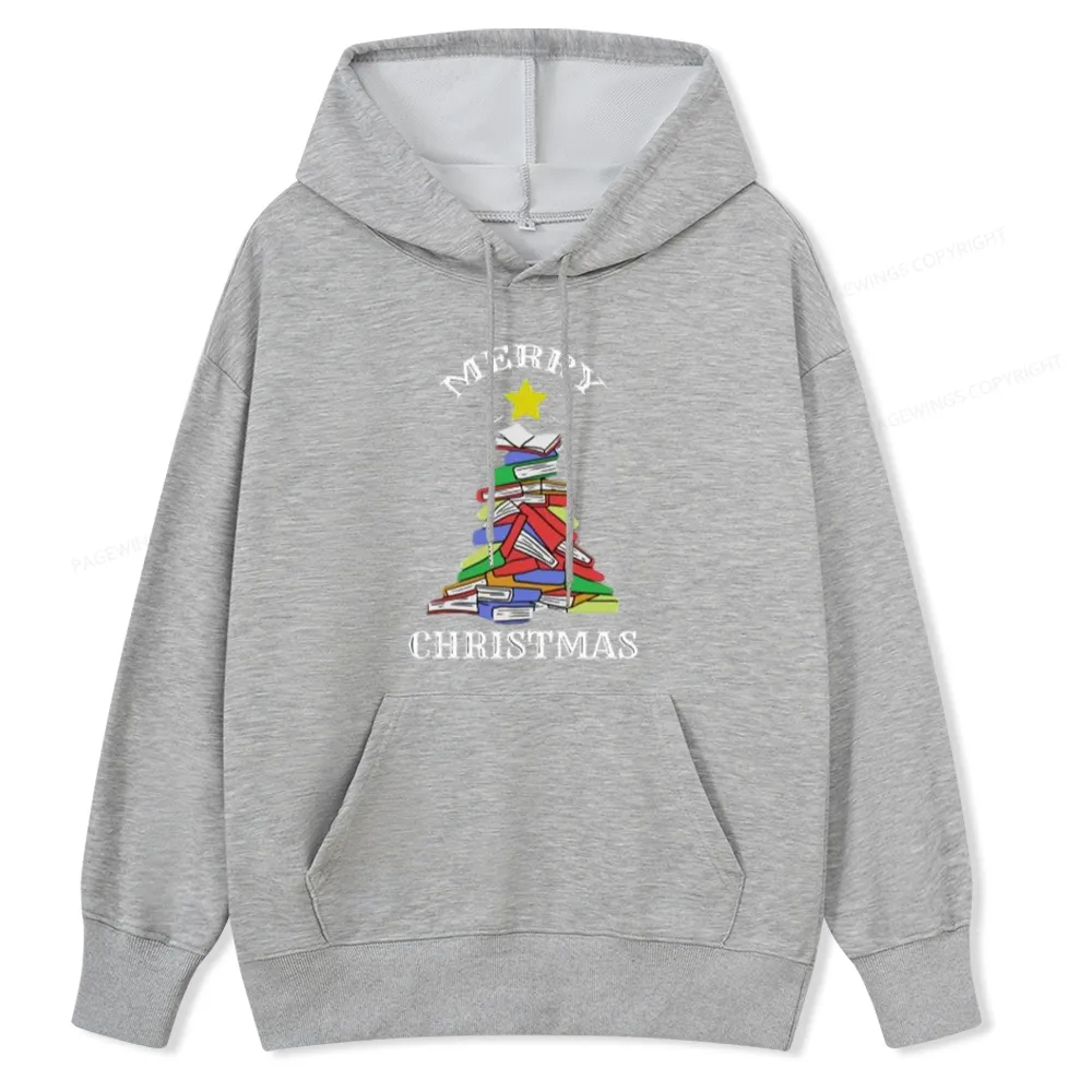 Pagewings Merry Christmas Book Tree Unisex Classic Hoodie