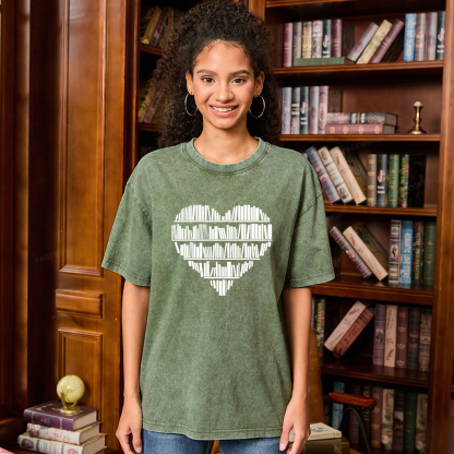 Pagewings Book Lover Valentine's Day Unisex Washed T-shirt