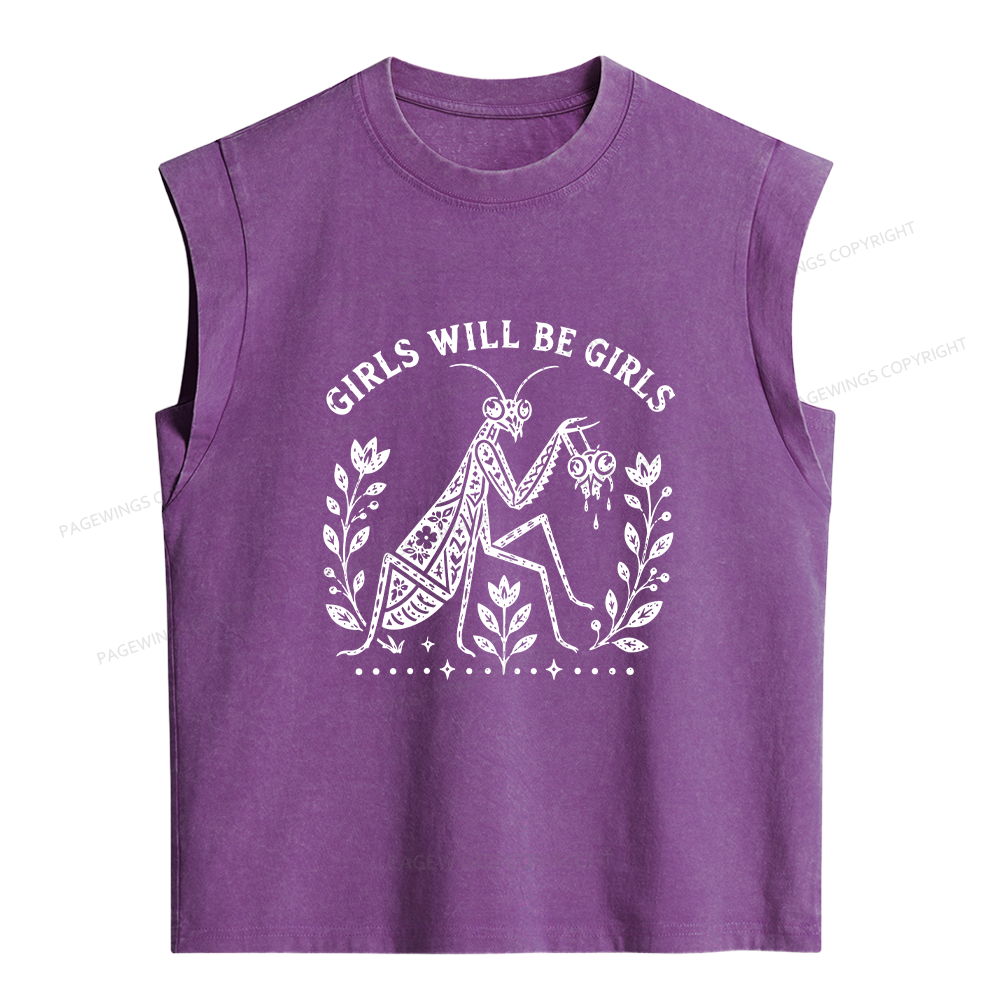 Pagewings Girls Will Be Girls Women's Washed Tank Top