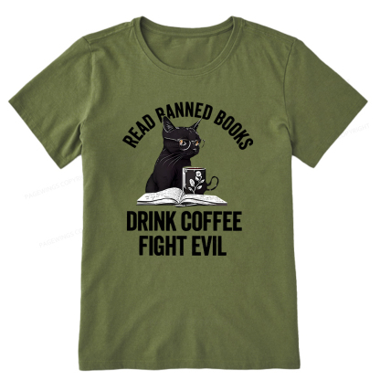 Pagewings Read Books Drink Coffee Fight Evil Shirt Unisex Classic T-shirt