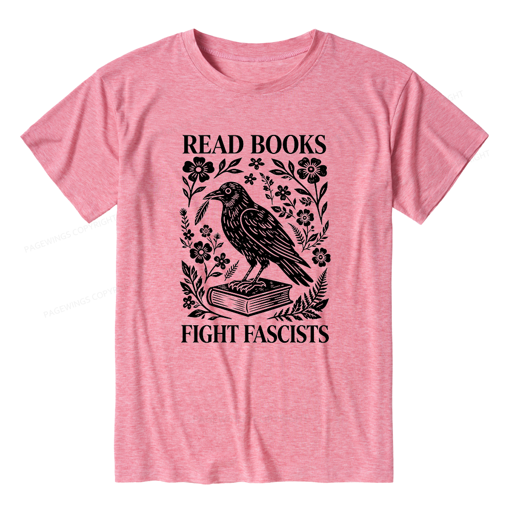 Pagewings Read Books Fight Fascists Unisex Heather T-Shirt