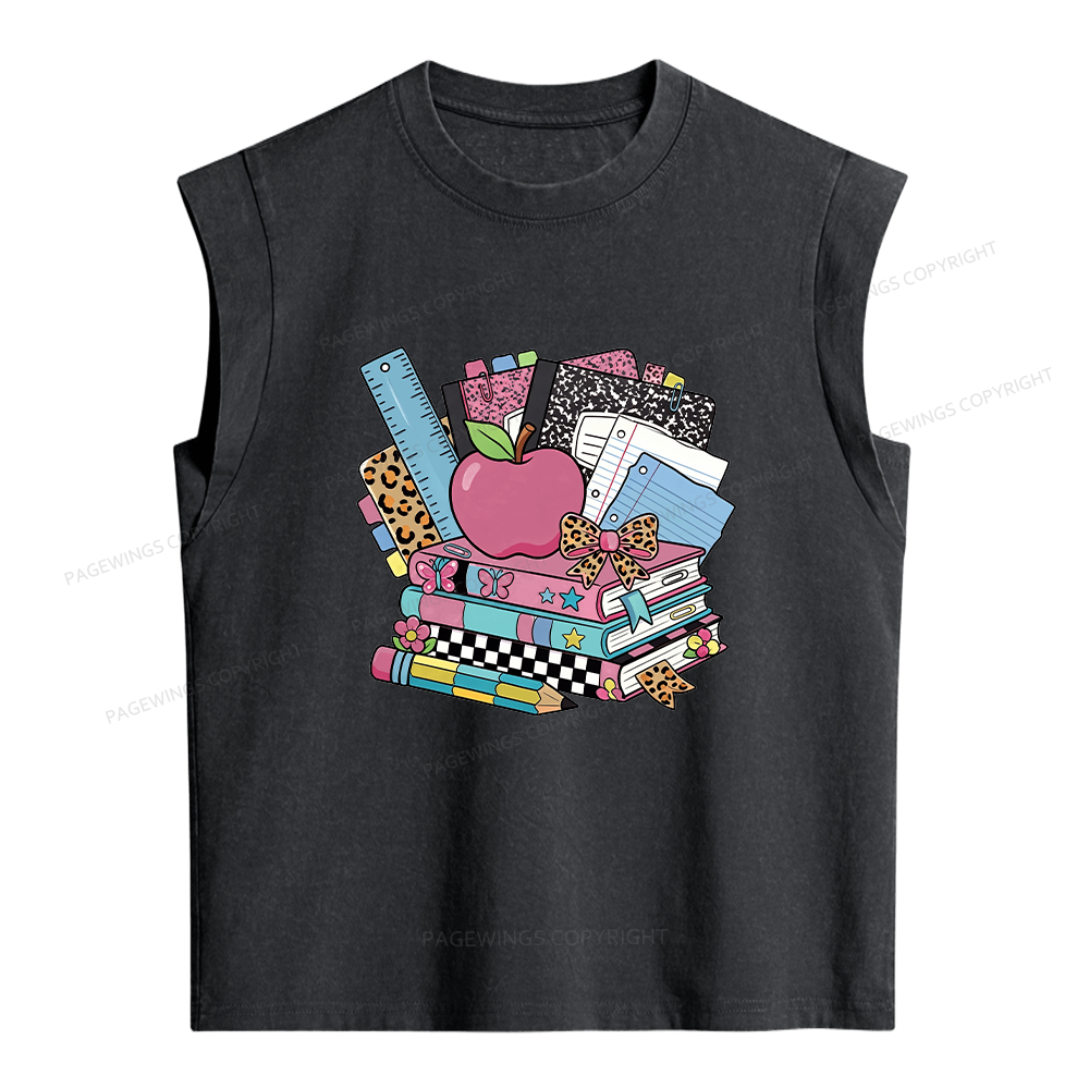 Pagewings Back To School Teacher Women's Washed Tank Top