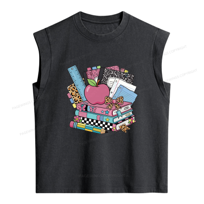 Pagewings Back To School Teacher Women's Washed Tank Top