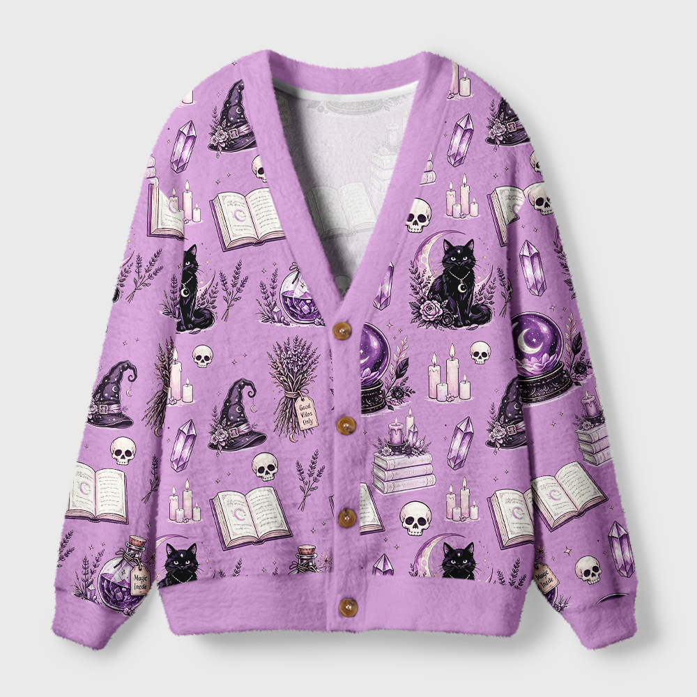 Pagewings Halloween Bookish Light Knit Unisex Cardigan Sweaters
