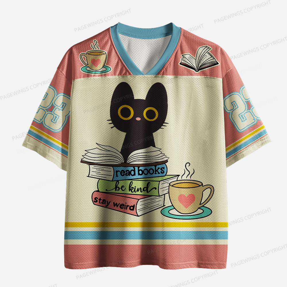 Pagewings Read Books Be Kind Stay Weird Unisex Mesh Jersey