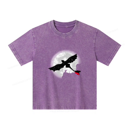 Pagewings Moonlight Dragon Rider Unisex Kids Washed T-shirt