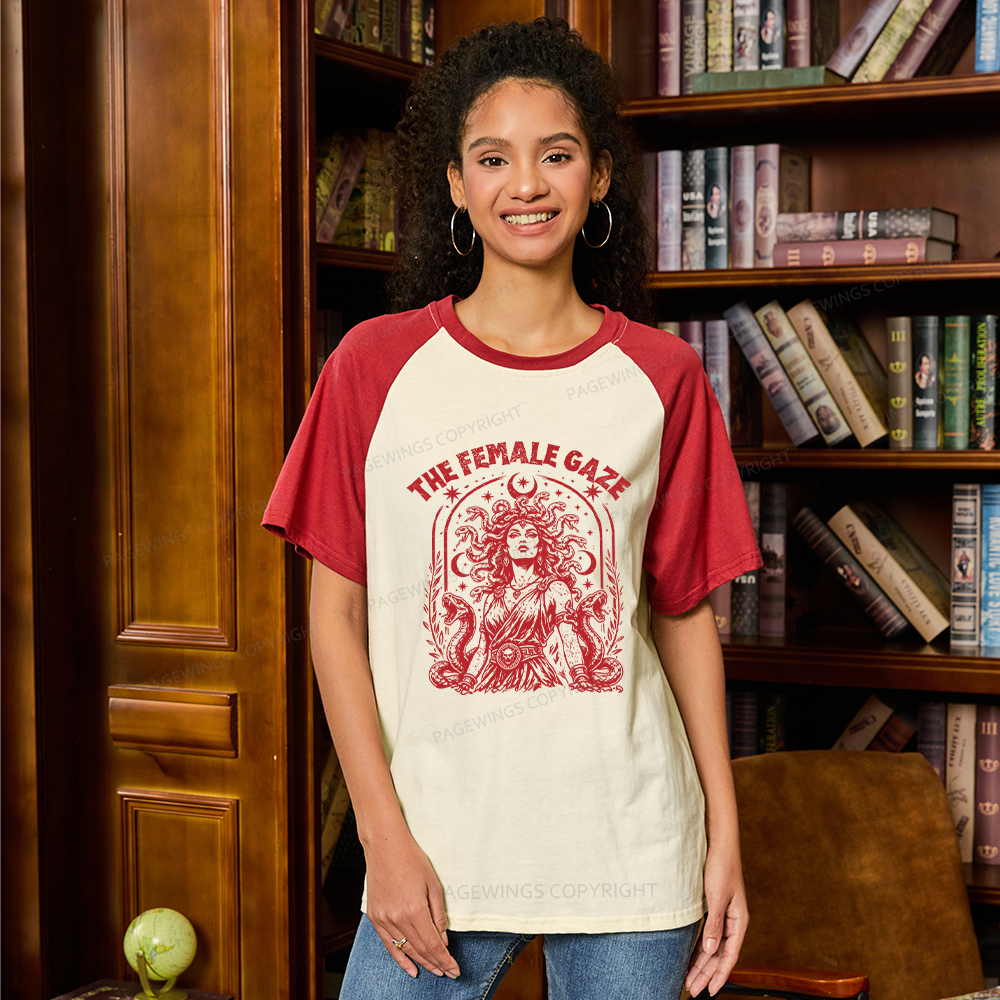 Pagewings Vintage Medusa Feminist Raglan T-shirt