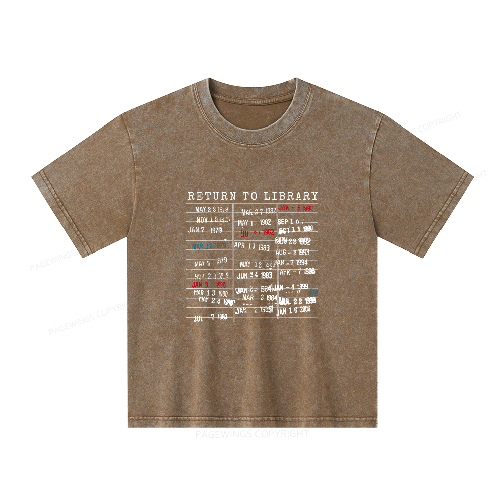 Pagewings Return To Library Unisex Kids Washed T-shirt