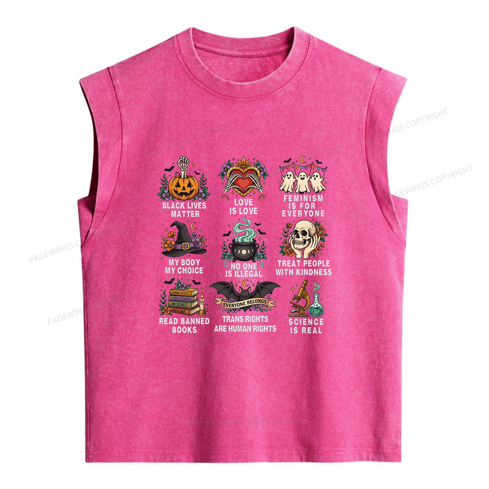 Pagewings Inclusive Halloween Women's Washed Tank Top