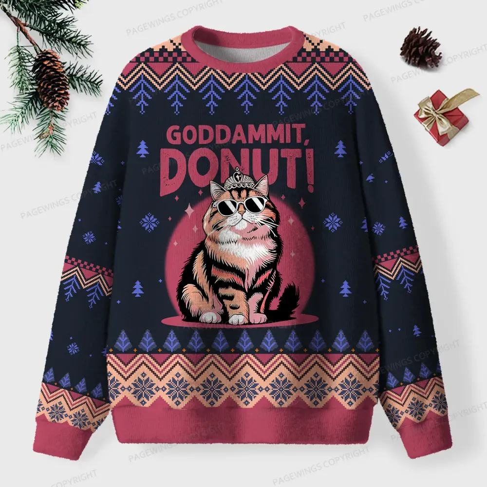 Pagewings Goddammit, Donut Unisex Ugly Knit Sweatshirt