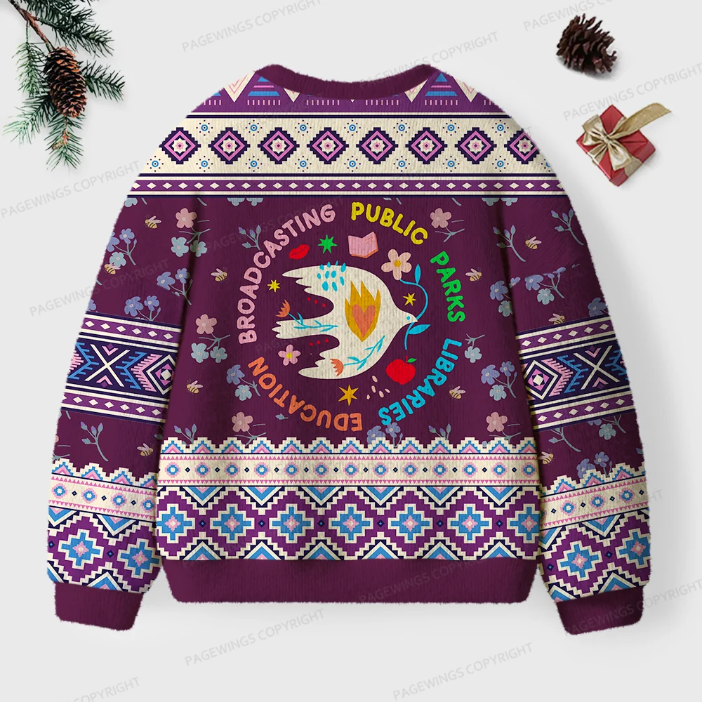 Pagewings Public Parks Libraries Education Unisex Ugly Knit Sweatshirt
