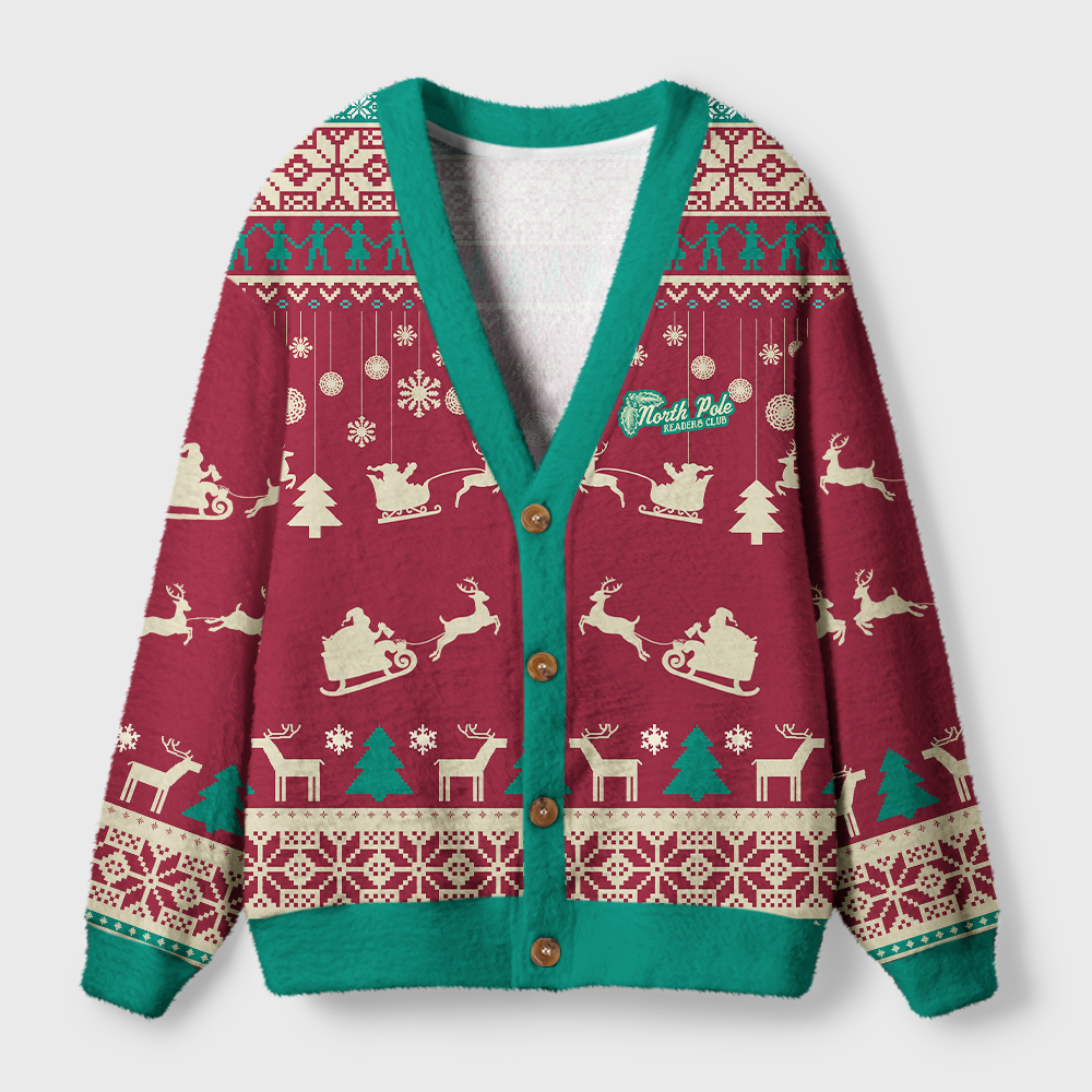 Pagewings Christmas Cozy Reading Light Knit Unisex Cardigan Sweaters