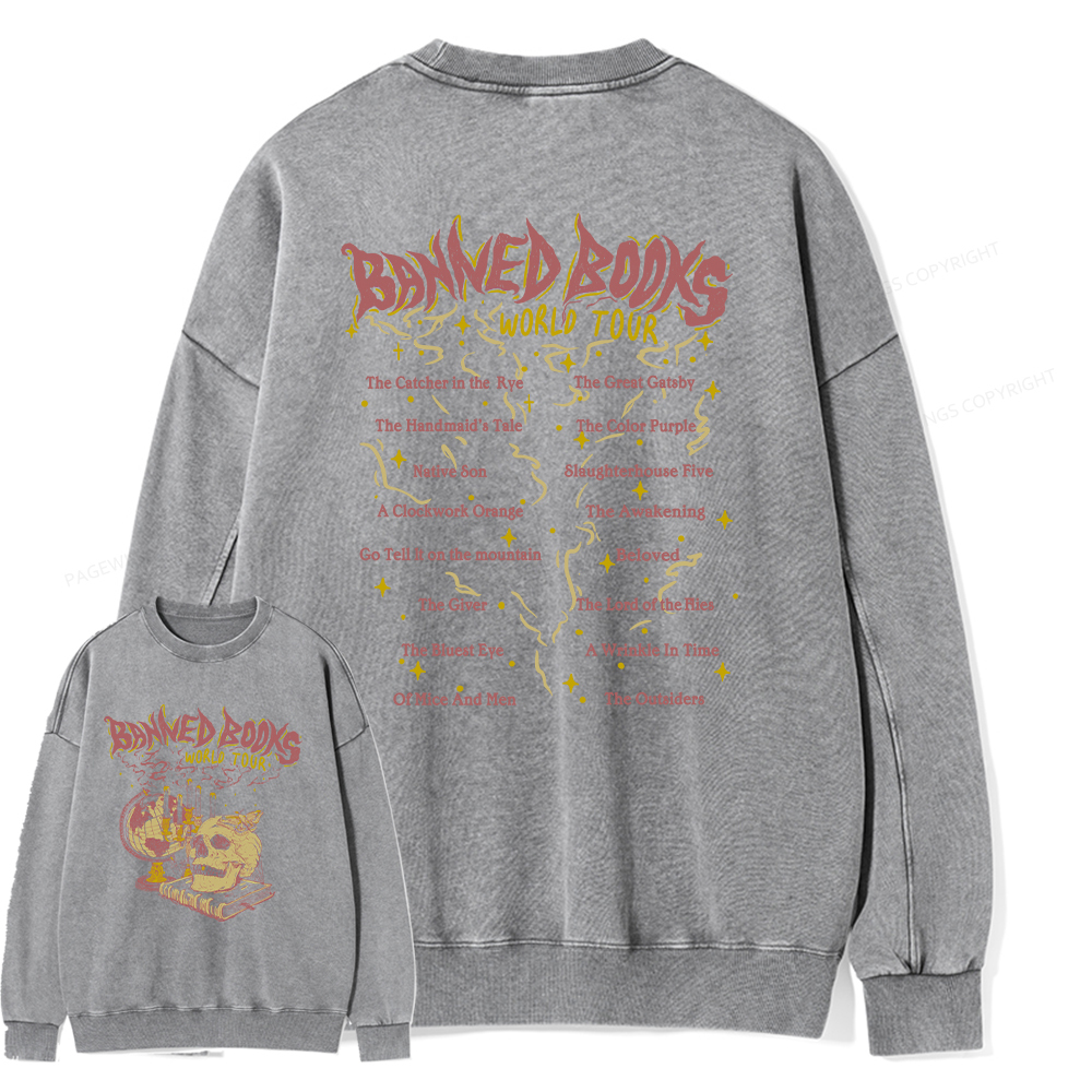 Pagewings Banned Books World Tour Unisex Washed Sweatshirt