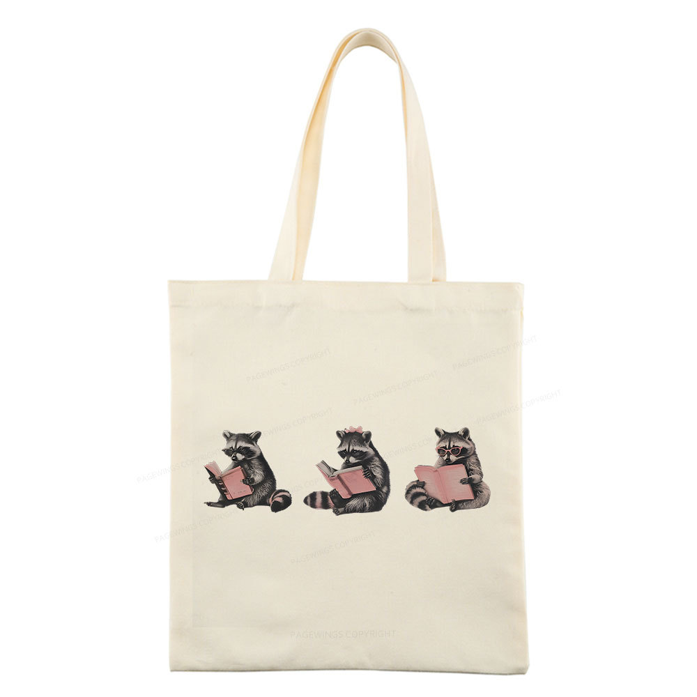 Pagewings Funny Raccoon Bookish Gift Tote Bag