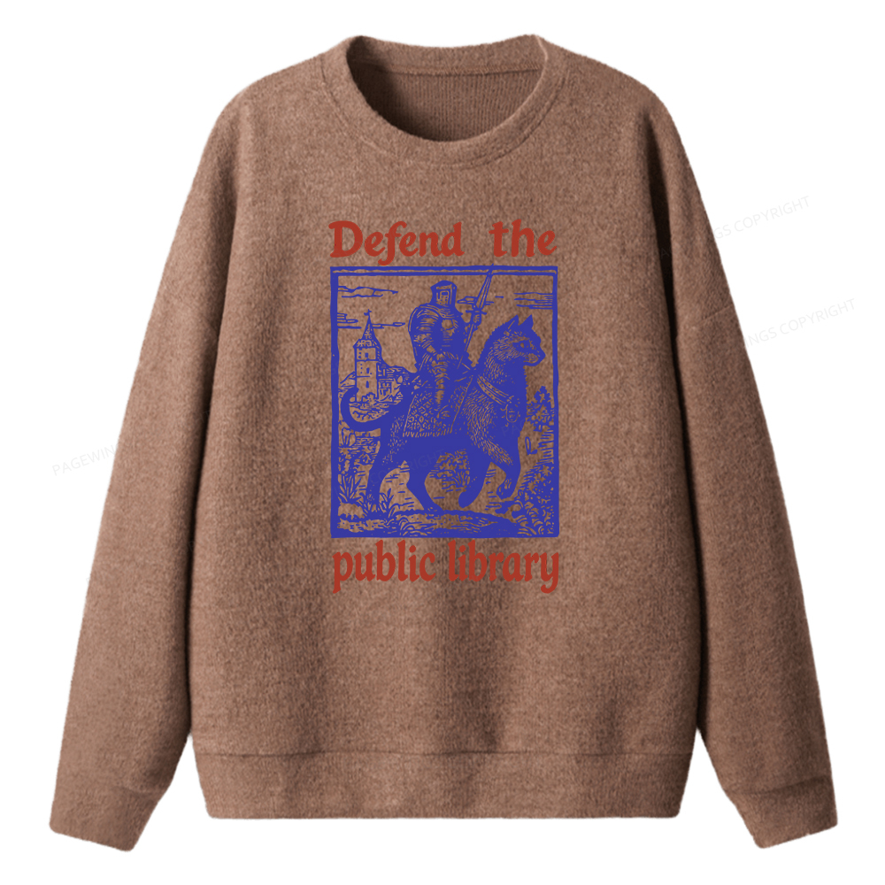 Pagewings Defend the Public Library Unisex Knit Sweatshirt