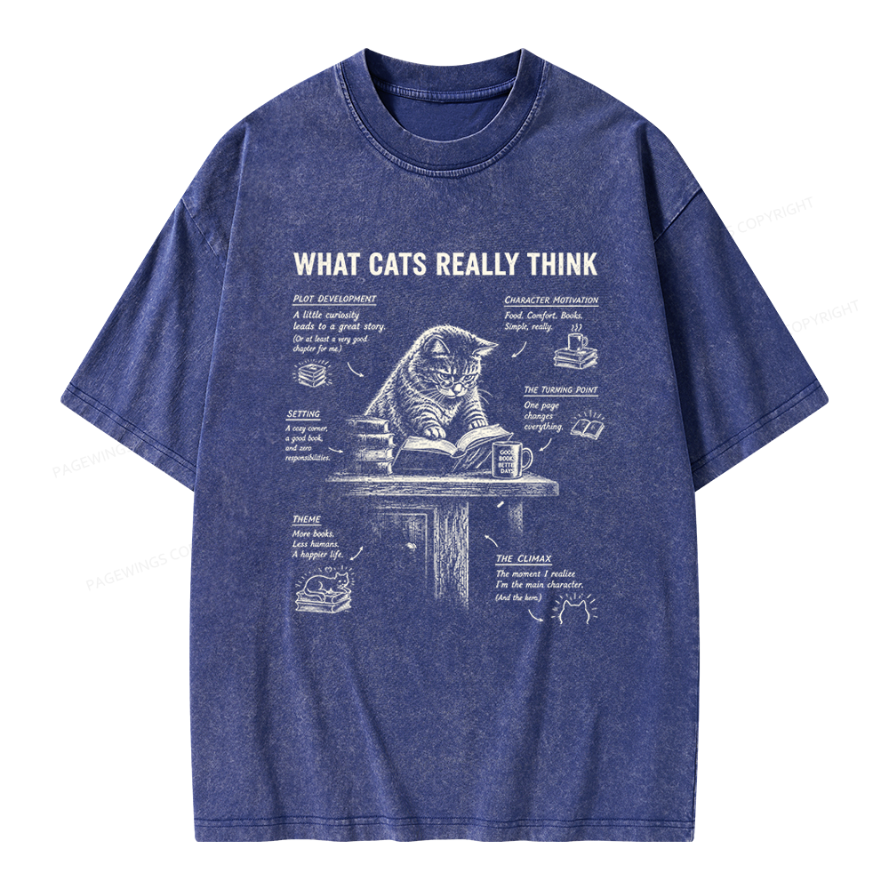 Pagewings What Cats Really Think Unisex Washed T-shirt