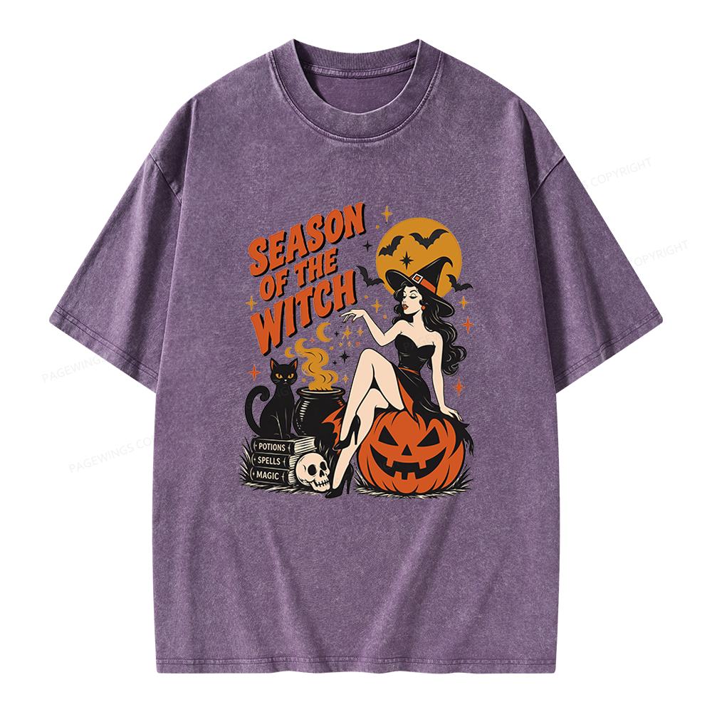 Pagewings Season Of The Witch Unisex Washed T-shirt