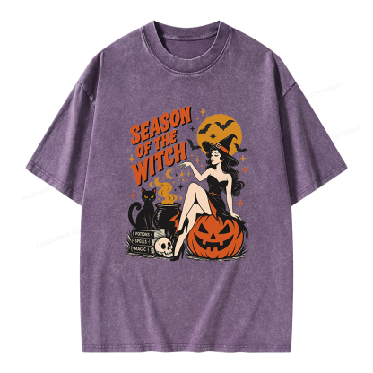 Pagewings Season Of The Witch Unisex Washed T-shirt