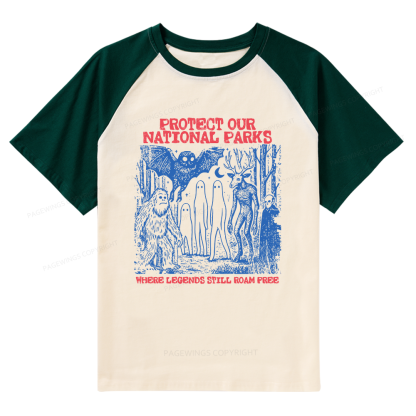 Pagewings Protect Our Parks Vintage Camping Raglan T-shirt