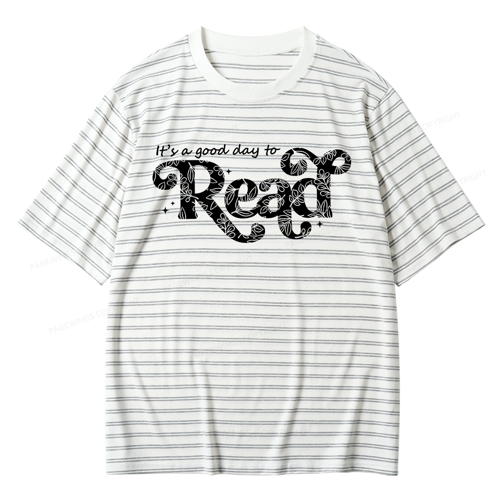 Pagewings Its a Good Day to Read Unisex Striped T-Shirt