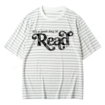 Pagewings Its a Good Day to Read Unisex Striped T-Shirt