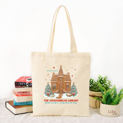 Pagewings Gingerbread Library Tote Bag
