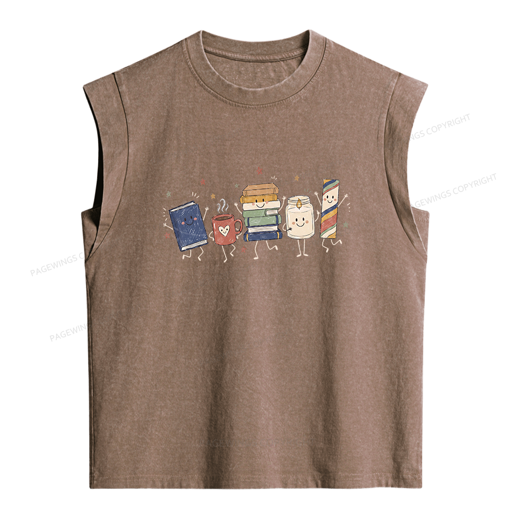 Pagewing Book Lover Librarian Women's Washed Tank Top