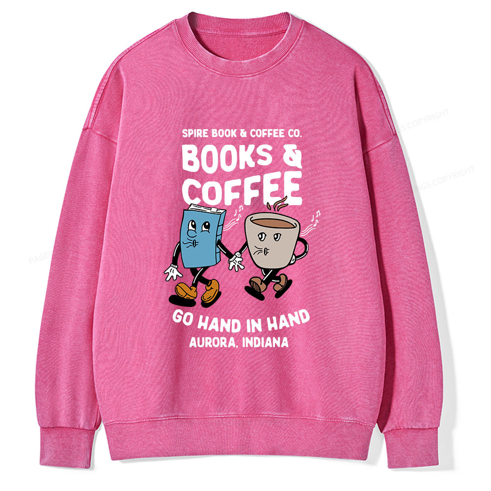 Pagewings Books Coffee Unisex Washed Sweatshirt