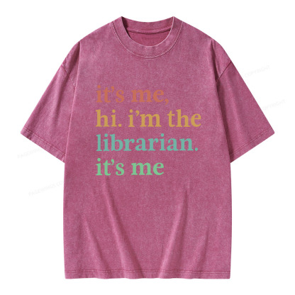 Pagewings It's Me Hi I'm The Librarian It's Me Unisex Washed T-shirt