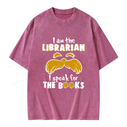 Pagewings I Am The Librarian I Speak For The Books Unisex Washed T-shirt