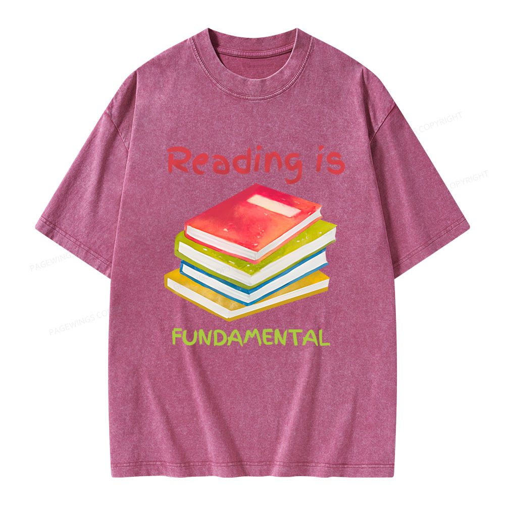 Pagewings Reading is Fundamental Unisex Washed T-shirt