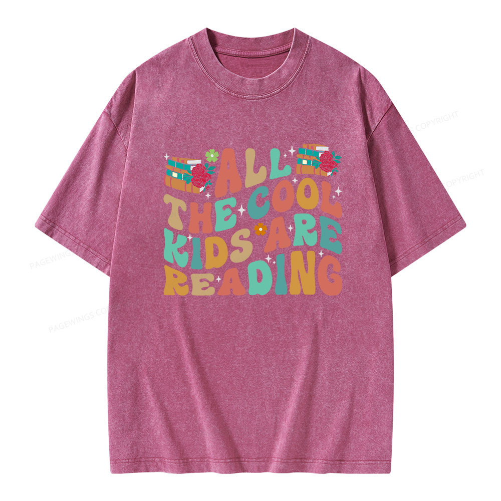 Pagewings All The Cool Kids Are Reading Unisex Washed T-shirt