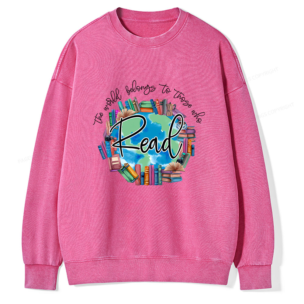 Pagewings World Belongs to Those Who Read Unisex Washed Sweatshirt