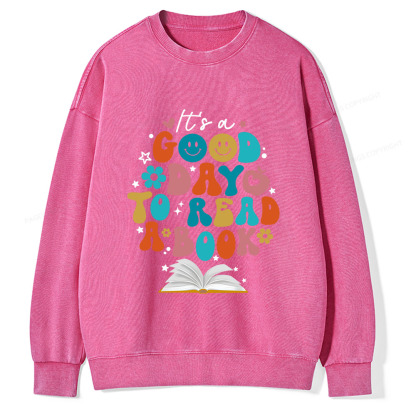 Pagewings Good Day To Read A Book Unisex Washed Sweatshirt