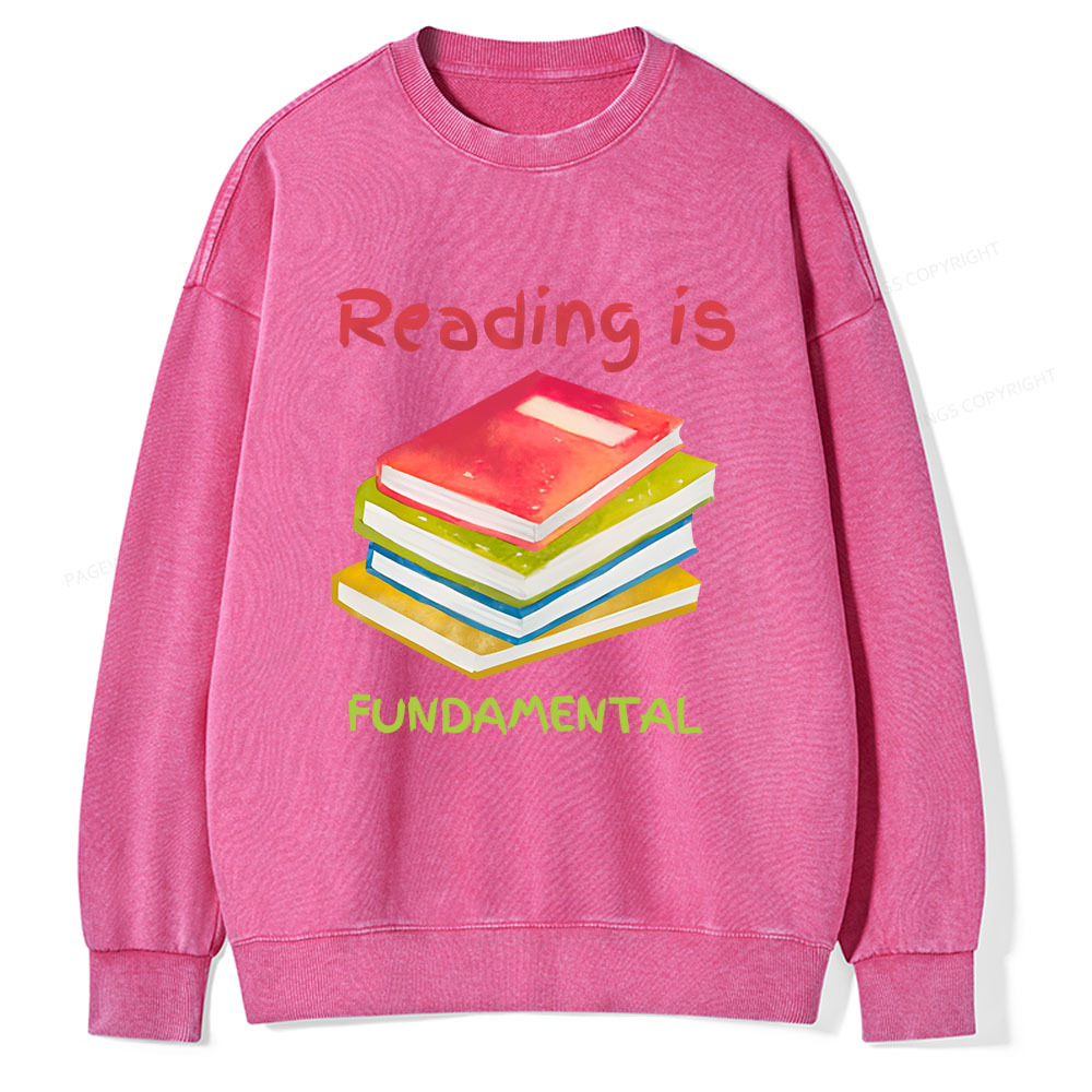 Pagewings Reading is Fundamental Unisex Washed Sweatshirt
