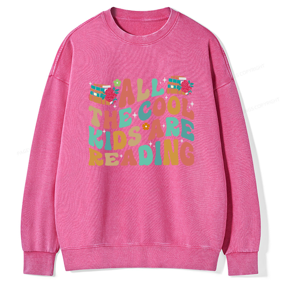 Pagewings All The Cool Kids Are Reading Unisex Washed Sweatshirt