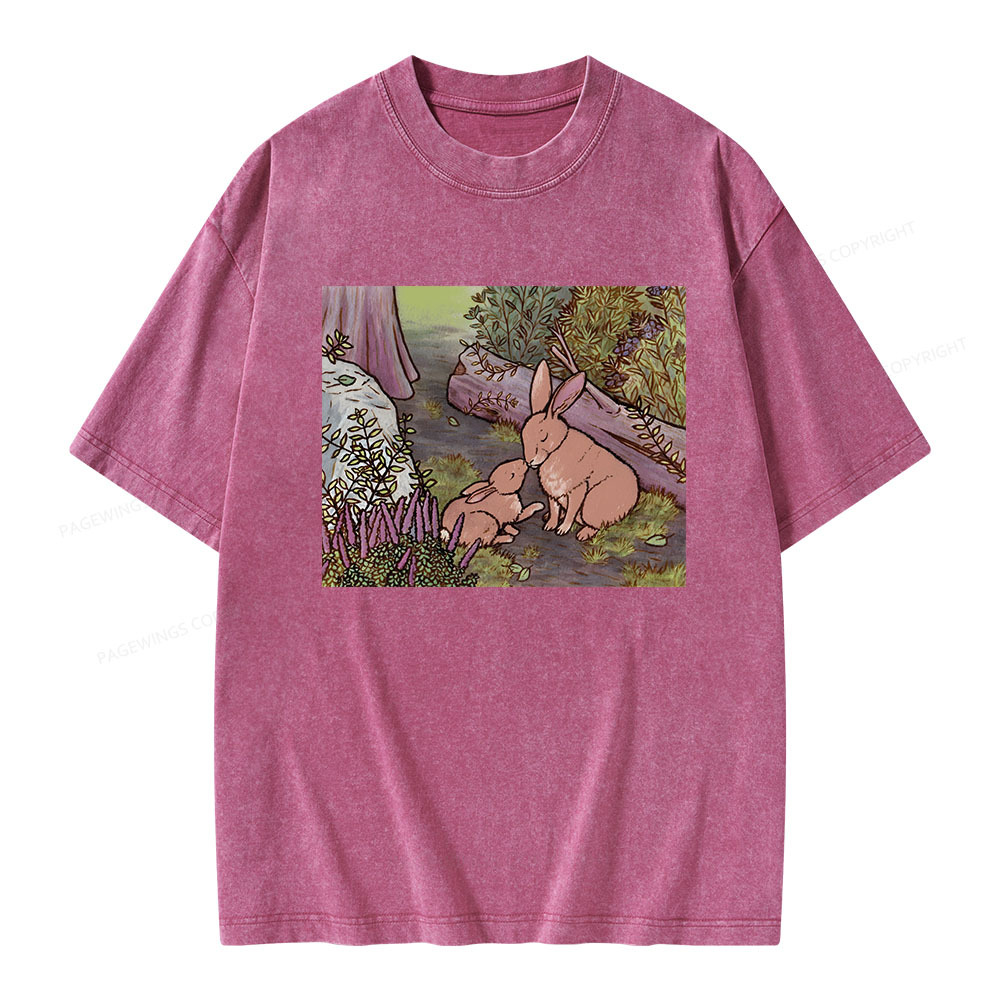 Pagewings A Kiss on the Nose for Mama Bunny Unisex Washed T-shirt